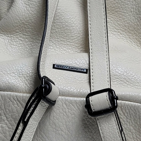 Rebecca Minkoff Julian Gray Leather Medium Backpack Pebbled White - Picture 8 of 12